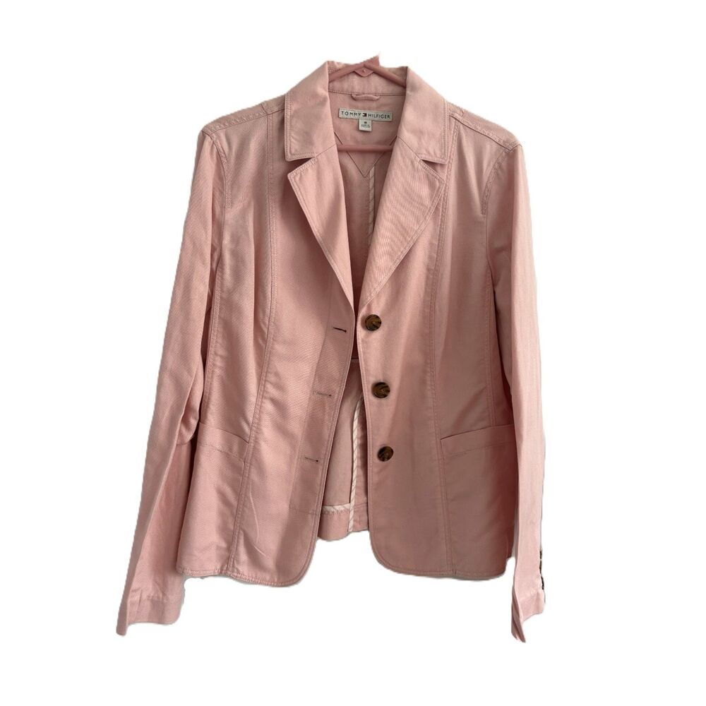 Tommy Hilfiger Cotton Linen Blazer | Size 16 | Light Pink | Like New